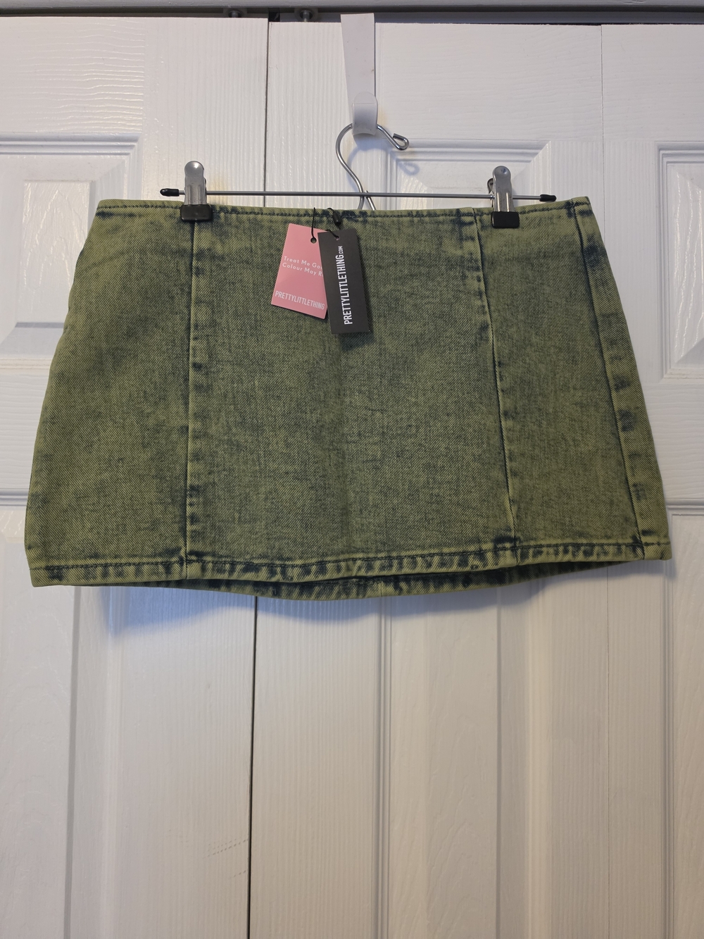 PrettyLittleThing Green Acid-Wash Mini Skirt